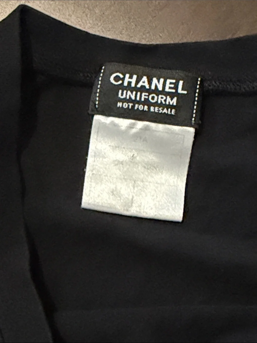 CHANEL Black Short Sleeve Logo Crewneck Top